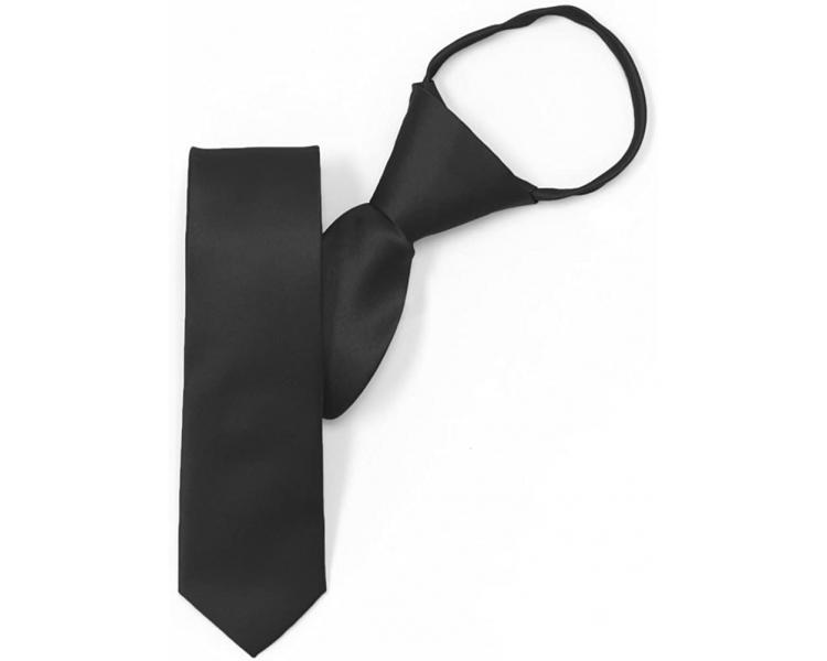Men's black plain solid zipper necktie Sale